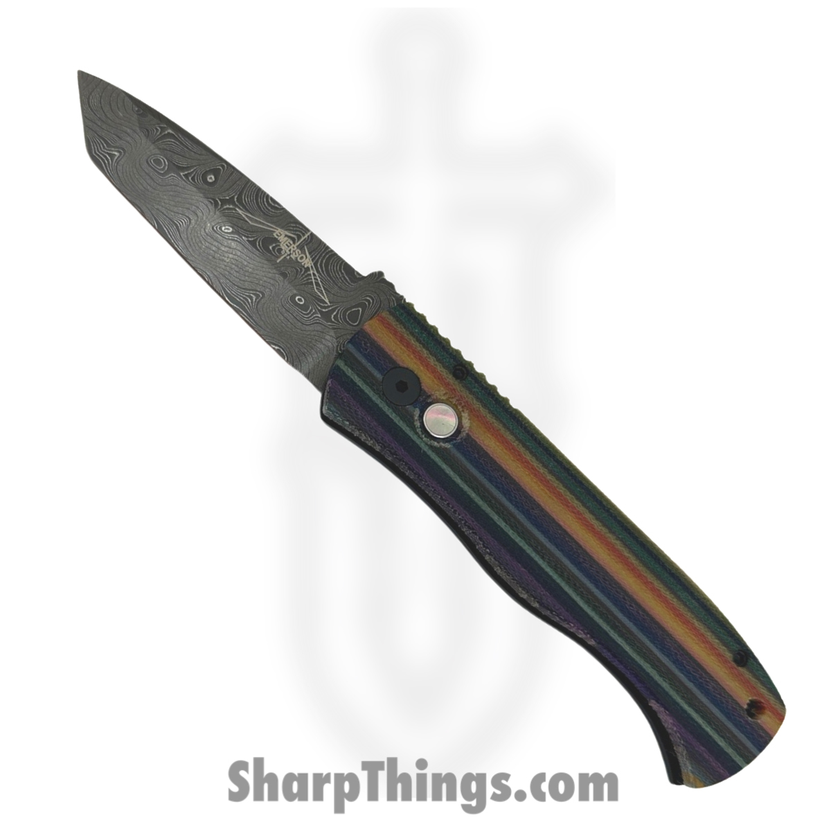 29b180b5-2984-43f2-b17b-40f3f8ecdab5_2024TXEMD_1.jpg ProTech - 2024TXEMD - Emerson CQC7 - Automatic Knife - Damascus Tanto - Micarta Aluminum - Multi - Image 1
