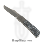 Jack Wolf Knives - THEBE-01-FC-WHITE - The Benny - Folding Knife - S90V Stonewash Clip Point - FAT Carbon Fiber - White Storm
