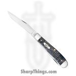 Case Cutlery - CA58410 - Trapper - Folding Knife - Carbon Steel Polished Clip/Spey - Crandall Jig Bone - Gray