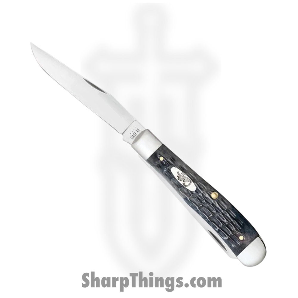 29e87640-ba1c-43a5-9603-9de2db252007_CA58410_1.jpg Case Cutlery - CA58410 - Trapper - Folding Knife - Carbon Steel Polished Clip/Spey - Crandall Jig Bone - Gray - Image 1