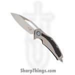 Microtech - 165C-4CFITI - Matrix - Folding Knife - M390 Satin - Titanium with Carbon Fiber Inlay - Stainless Blue