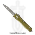 Microtech - 122-D12DOD - Ultratech - OTF Auto - Elmax Apocalyptic Dagger - 6061-T6 Aluminum - Distressed OD Green
