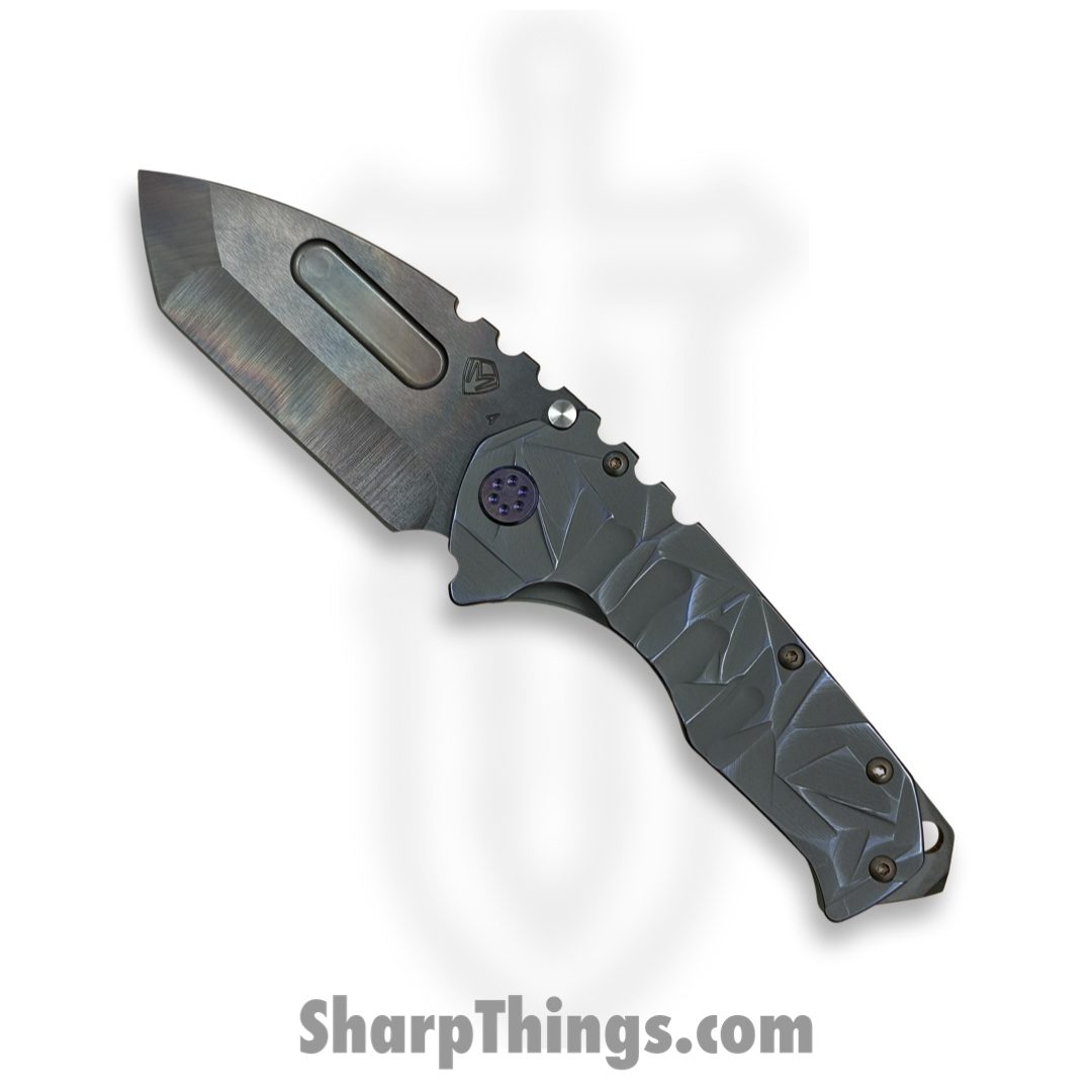 2a94cc47-db0c-42a8-b21d-a7f45e90baf9_MK0124VT-02AN-T3C3-BP_1.jpg Medford Knife and Tool - MK0124VT-02AN-T3C3-BP - Prae "T" - Folding Knife - S45VN Vulcan Tanto - Titanium - Violet Sculpted Stained Glass - Image 1
