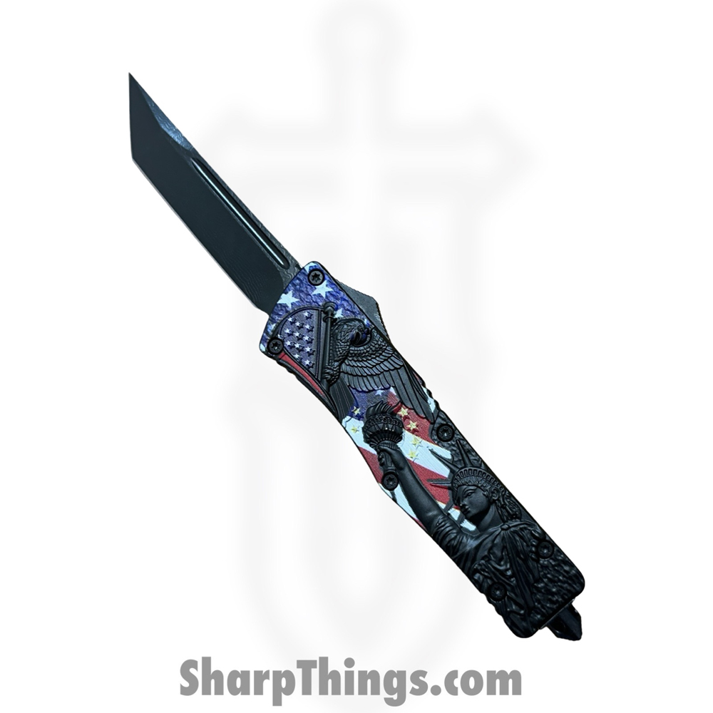 2af53878-58a2-4881-9a2c-b813568e171f_OTF924_1.jpg VOC - OTF924 - Large Liberty - OTF Auto - 440 SS Coated Tanto - Aluminum - Black - Image 1