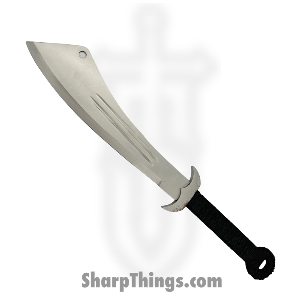 2b0d99e9-eda5-45d4-80ae-c627e4deac52_MKM-146-BK_1.jpg PTC - MKM-146-BK - Chinese Malitia Machete with Leather Case - Fixed Blade Knife - Steel Satin - Rubber - Black - Image 1