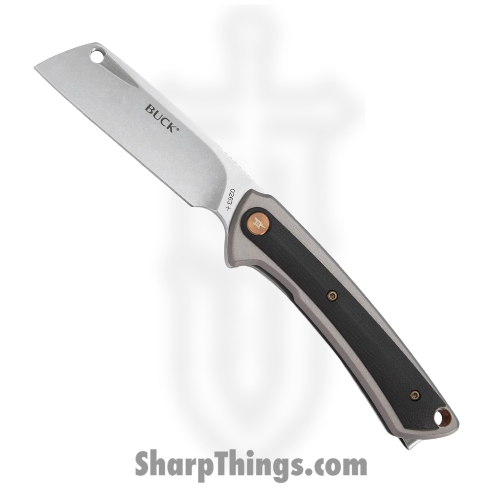 2bc831c7-4dbe-409a-a906-7373aae48562_BU263GYS_1.jpg Buck - BU263GYS - HiLine Linerlock - Folding Knife - D2 Tumbled Cleaver - G10 - Black - Image 1