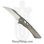 SharpByDesign - DER-GY-AS - Derecho - Folding Knife - Belt Satin M390 Hawkbill - Gray Zirc Blasted Aspirated Ti - Gray