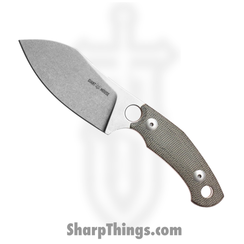 2c82f65e-22f4-4b2d-b500-e21f17d2f6bb_GMF1-XL-GRN-CANVAS_1.jpg GiantMouse - GMF1-XL-GRN-CANVAS - GMF 1 XL - Fixed Blade Knife - N690 Stonewash Sheepsfoot - Micarta - Green - Image 1