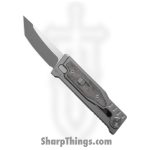 Reate Knives - ExoMinSwTnGr - Mini Exo - Gravity Knife - CPM-3V Stonewashed Tanto - Micarta - Black