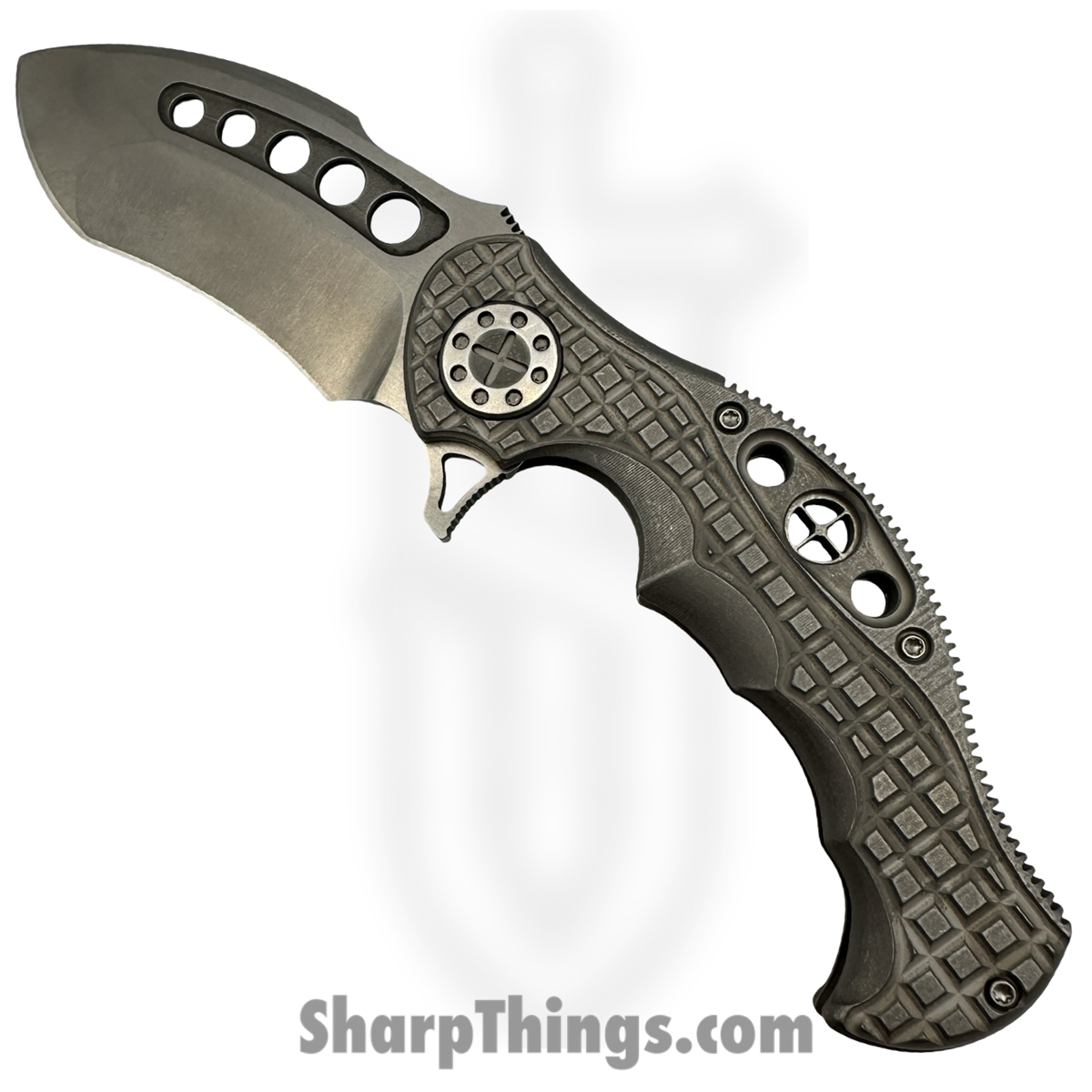 2d756fda-d7c9-407f-9dee-044a33751d75_BMF-RC32-TISW_1.jpg Curtiss Custom Knives LLC - BMF-RC32-TISW - BMF Flipper - Folding Knife - CPM S35VN Stonewash Recurve - Titanium - Stonewash - Image 1