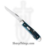 Case Cutlery - CA51852 - Mini Trapper - Folding Knife - Tru-Sharp Stainless Polished Clip Spey - Peach Seed Jigged Bone - Blue