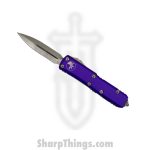 Microtech - 232-10PU - UTX-85 - OTF Auto - M390 Stonewash Dagger - 6061-T6 Aluminum - Purple