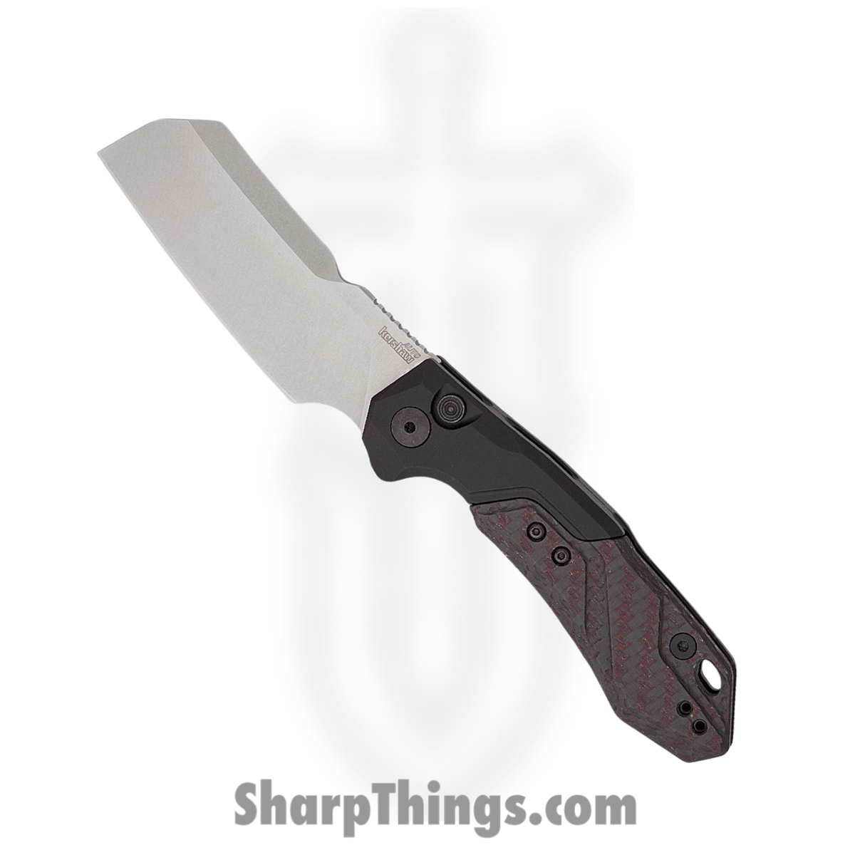 2eebf060-6649-4ff0-b2b3-360952d71f62_KS7850RDSW_1.jpg Kershaw - 7850RDSW - Launch 14 - Automatic Knife - CPM-154 Stonewash Cleaver - 6061-T6 Aluminum with Red CF Scale - Red|Black - Image 1
