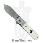 Finch Knife Co. - MD350 - Model 1929 - Folding Knife - 154CM Satin Clip Point - Bone Titanium - White Silver