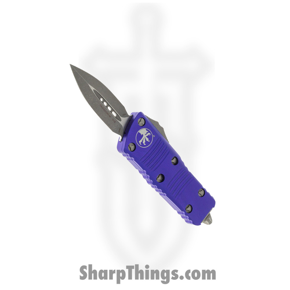 2f01efe9-4dd7-4978-9edb-fe7ad52f08ce_238-10APPU_1.jpg Microtech - 238-10APPU - Troodon Mini - OTF Auto - Elmax, M390, 204P Apocalyptic Dagger - 6061-T6 Aluminum - Purple - Image 1