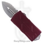 Microtech - 157-12MR - Exocet - OTF Auto - Elmax, M390, 204P Stonewash Dagger - 6061-T6 Aluminum - Merlot
