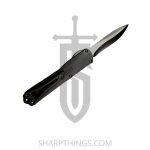 Heretic Knives - H025-10A - Manticore S - OTF Auto - Elmax Two Tone Recurve - 6061-T6 Aluminum - Black
