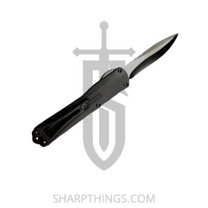 Heretic Knives - H025-10A - Manticore S - OTF Auto - Elmax Two Tone Recurve - 6061-T6 Aluminum - Black