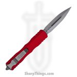 Microtech - 225-10RD - Dirac - OTF Auto - Elmax, M390, 204P Stonewash Dagger - 6061-T6 Aluminum - Red