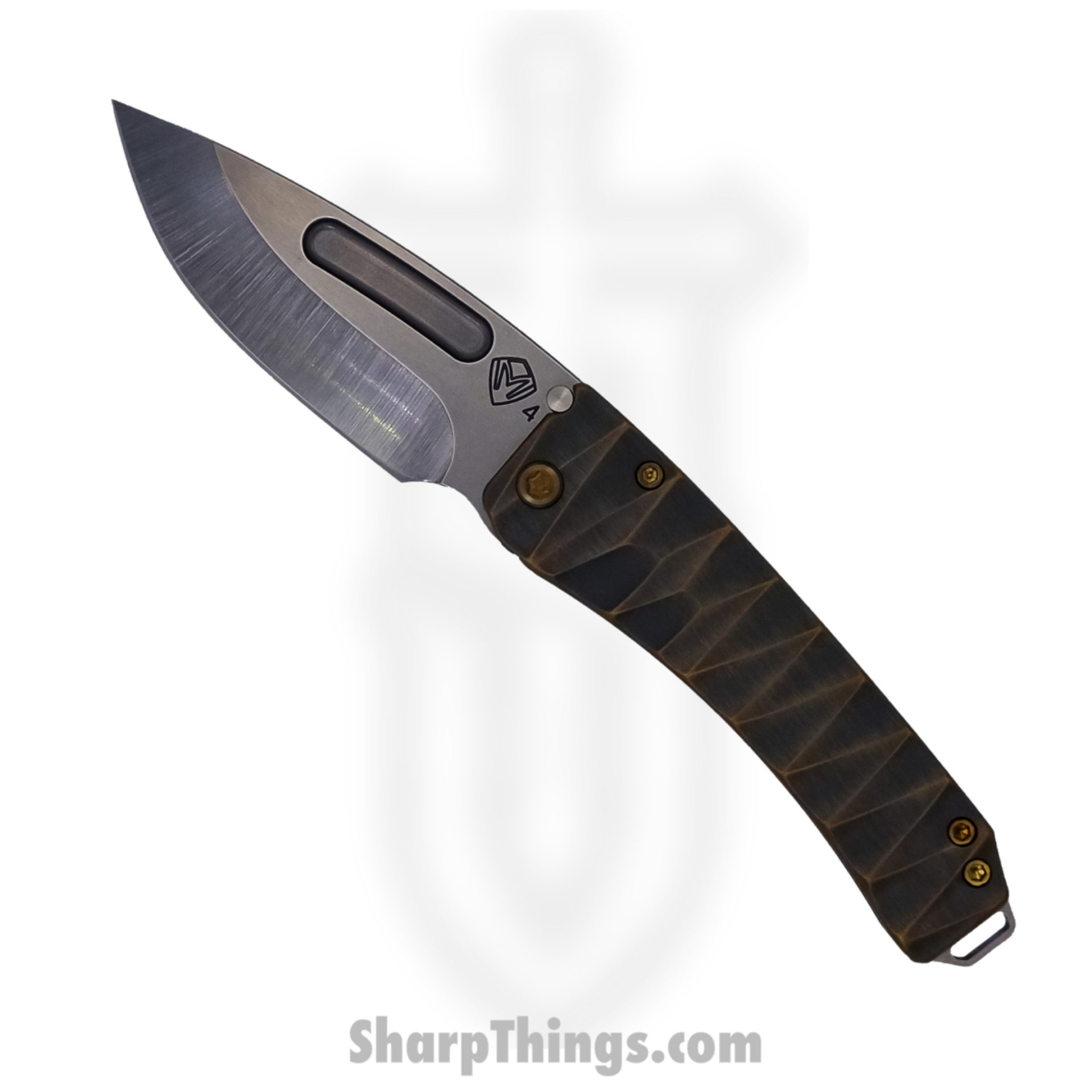 3246216e-3612-43e8-b73b-1b44c8008111_MK0334TD-36A1-T1C1-Q4_1.jpg Medord Knife - MK0334TD-36A1-T1C1-Q4 - Midi Marauder Drop Point Folder - Tumbled S45VN - Cement wih Bronze Lightning - Image 1