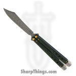 Benchmade - 99-242 - Necron Gold Class - Balisong - Monarch Damasteel Scimitar - FatCarbon - Jungle Wear Green