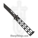 Bear & Son - BC115TANB - Butterfly - Balisong - 1095 HC Coated Tanto - Powder Coated Zinc - Black