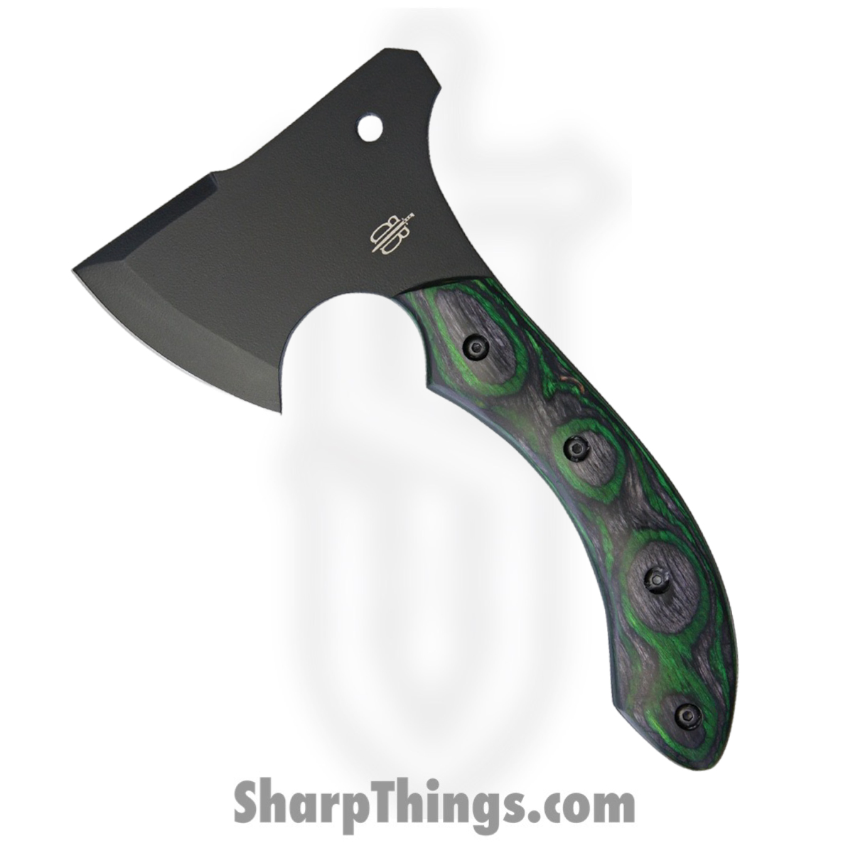 32cd4fa8-1679-4568-8dc1-136bab21a7ef_BNB10054AX_1.jpg BucknBear - BNB10054AX - Tactical Army Hatchet - Fixed Blade Knife - D2 Coated - Burlwood - Black Green - Image 1