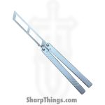 VOC - BK154 - Butterfly Knife Kit - Balisong - 440 SS Satin Tanto Live/Trainer - Aluminum - Silver