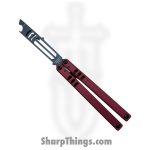 Squid Industries - 04TR04CK01RD - Mako V4.5 Inked Bottle Opener Balisong Trainer - 304 Stainless 6061-T6 - Red and Black