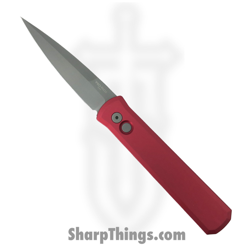 335d87ac-8c8c-46d6-bf0d-547ad4fa22fc_920-Red_1.jpg ProTech - 920-Red - Godfather - Automatic Knife - 154CM Bead Blasted Spear Point - 6061-T6 Aluminum - Red - Image 1