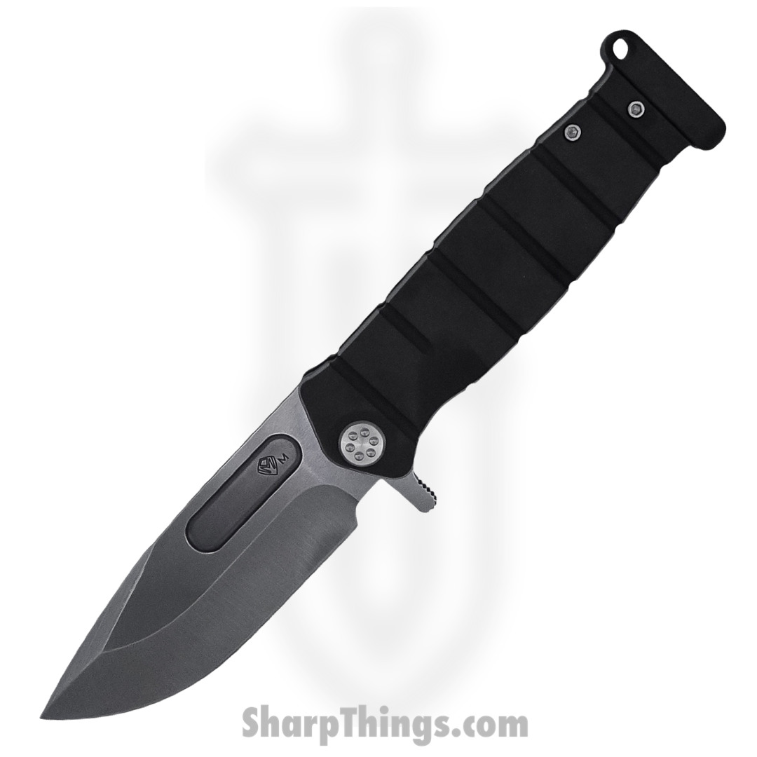 342fb9c6-352f-4ae4-a62c-3ca6f634bbdd_MK204MTQ-30PV-T3C3-P3_1.jpg Medford Knife - MK204MTQ-30PV-T3C3-P3 - USMC Fighter Flipper Knife - MagnaCut Tumbled PVD with Silver Pin Handles - Black - Image 1