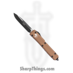 Microtech - 121-1TA - Ultratech Tactical - OTF Auto - Black Drop Point - 6061-T6 Aluminum - Tan