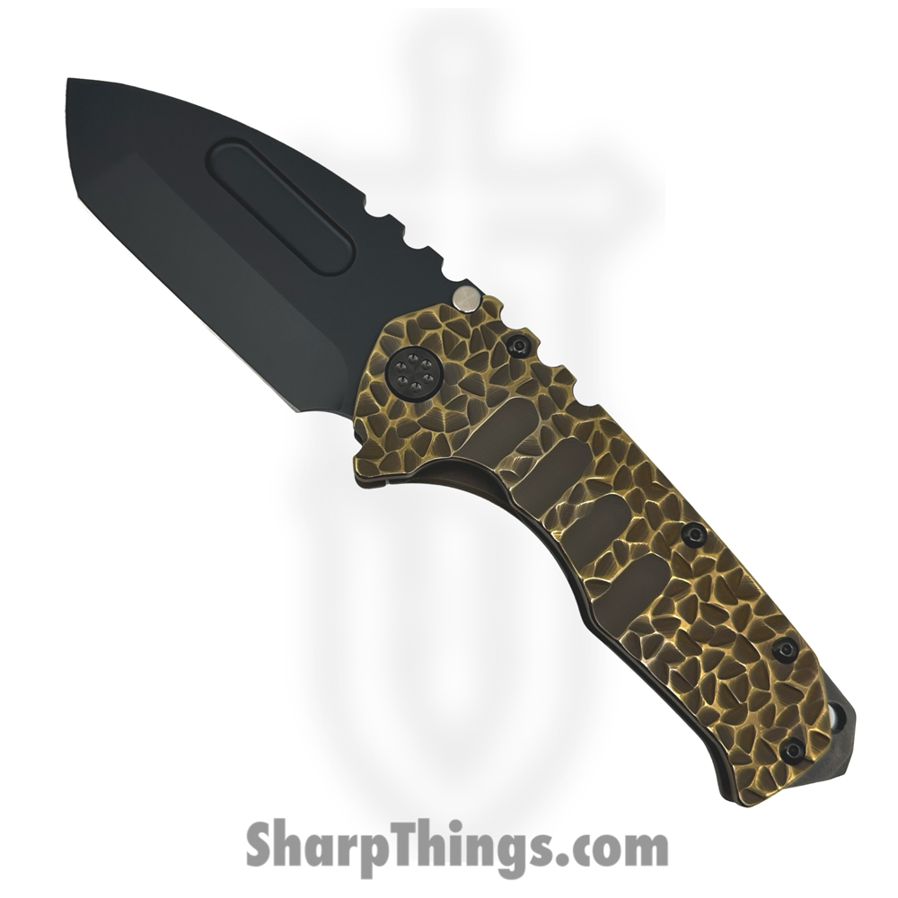 34b0cf26-ffb2-49c8-b3b6-3790c5ee431a_MK0124PT-36A1-TPCP-BP_1.jpg Medford Knife and Tool - MK0124PT-36A1-TPCP-BP - Prae "T" - Folding Knife - S45VN DLC Tanto - Titanium "Peaks & Valleys" - Bronze - Image 1