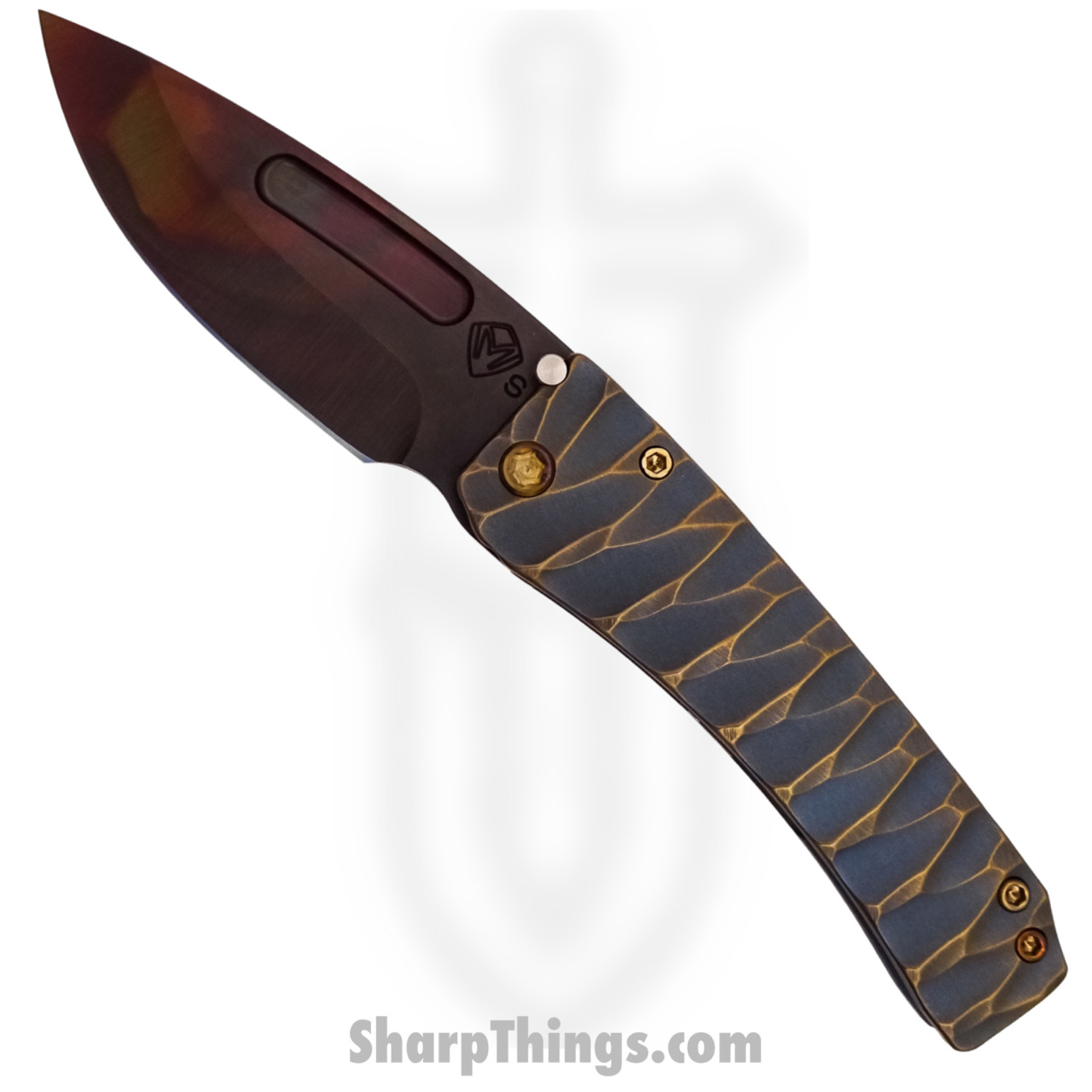 3523fd6e-e93f-4756-a3e6-4e0033f80557_MK033SVD-37A2-T1C1-Q4_1.jpg Medford Knife - MK033SVD-37A2-T1C1-Q4 - Midi Marauder Vulcan Drop Point Folding Knife - S35VN - Blue "Predator" - Image 1