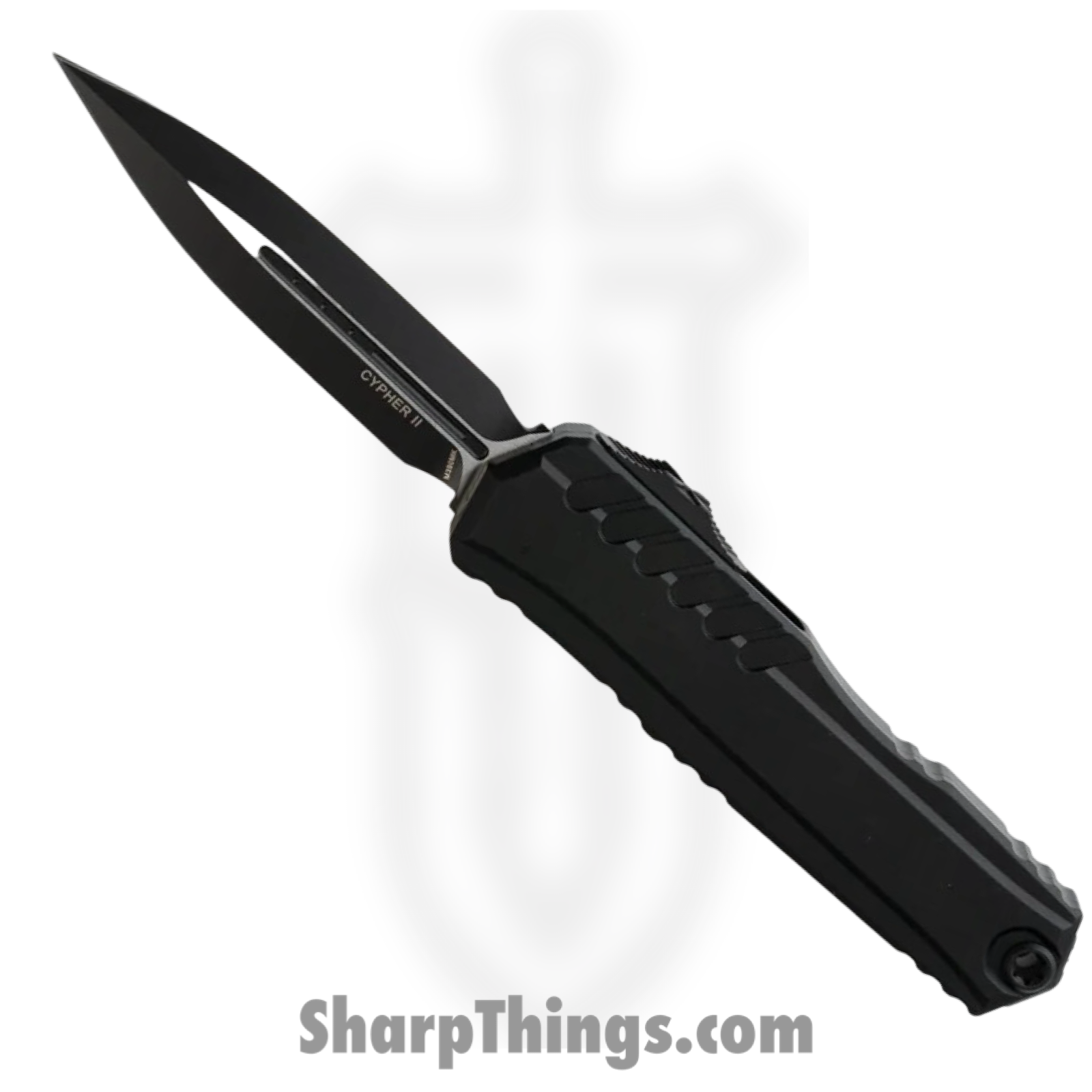 356b337d-6a9c-470f-8f0d-0633a132db40_1242-1T_1.png Microtech - 1242-1T- Cypher II - Automatic Knife - M390MK Coated D/E - 6061-T6 Aluminum - Black - Image 1