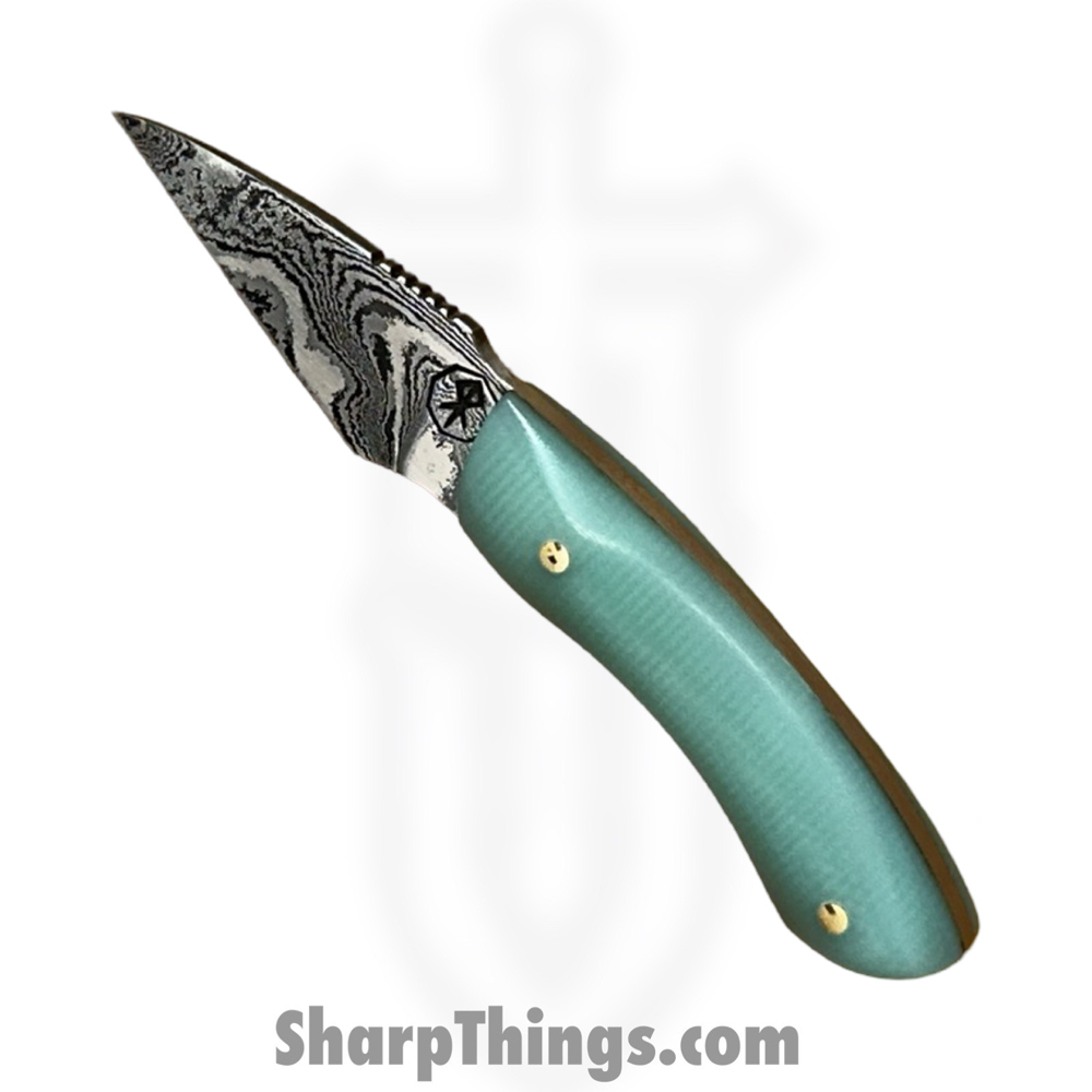 3618295e-e3fc-496a-a4ec-57e6eb67006c_RRC-Nyx-15_1.jpg Royalty Rings Co. - RRC-Nyx-15 - Nyx - Fixed Blade Knife - Baker Forge Icestom Wavy Damascus Kiridashi - G10 - Tiffany Blue - Image 1