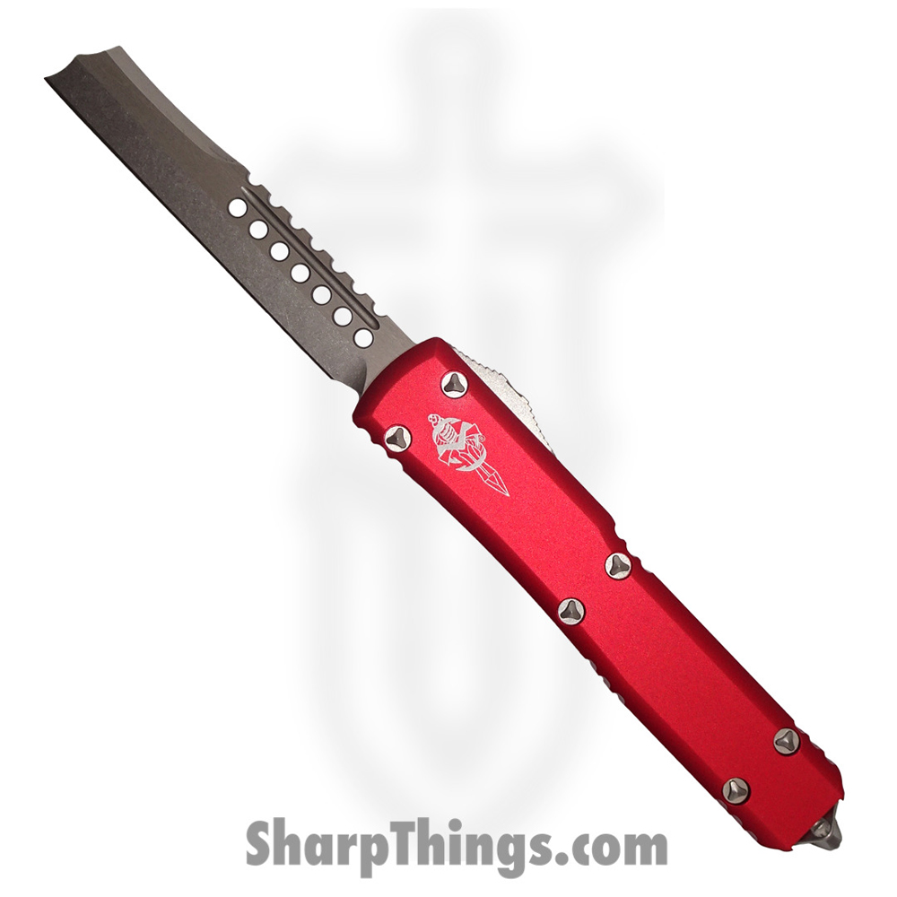 36f57bde-69b1-4f20-946c-9069def30333_119R-10RDS_1.jpg Microtech - 119R-10RDS - Ultratech Signature Series - OTF Auto - Elmax Stonewash Hellhound Razor - 6061-T6 Aluminum - Red - Image 1