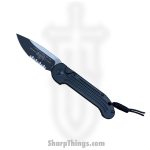Microtech - 135-2T - LUDT Tactial - OTF Auto - Coated Drop Point Partially Serrated - 6061-T6 Aluminum - Black