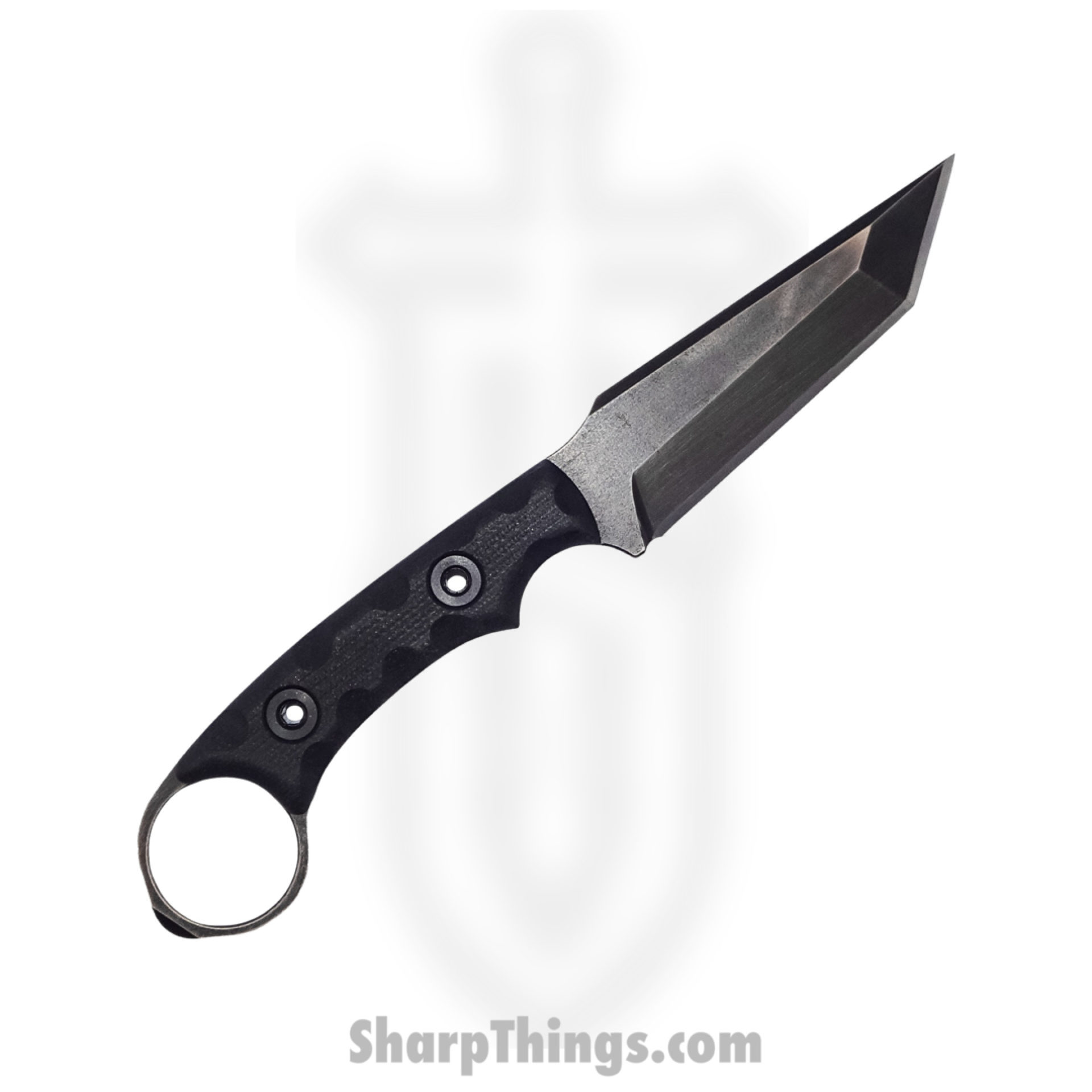 3747f580-d43f-4597-9fd7-27a7ee30ab83_NtHwkBkMicGG_1.jpg T.Kell Knives - NtHwkBkMicGG - Nighthawk CG - Fixed Blade Knife - 80crv2 Nickle Boron Coated Rev Tanto - Micarta - Black Grenade Grip - Image 1