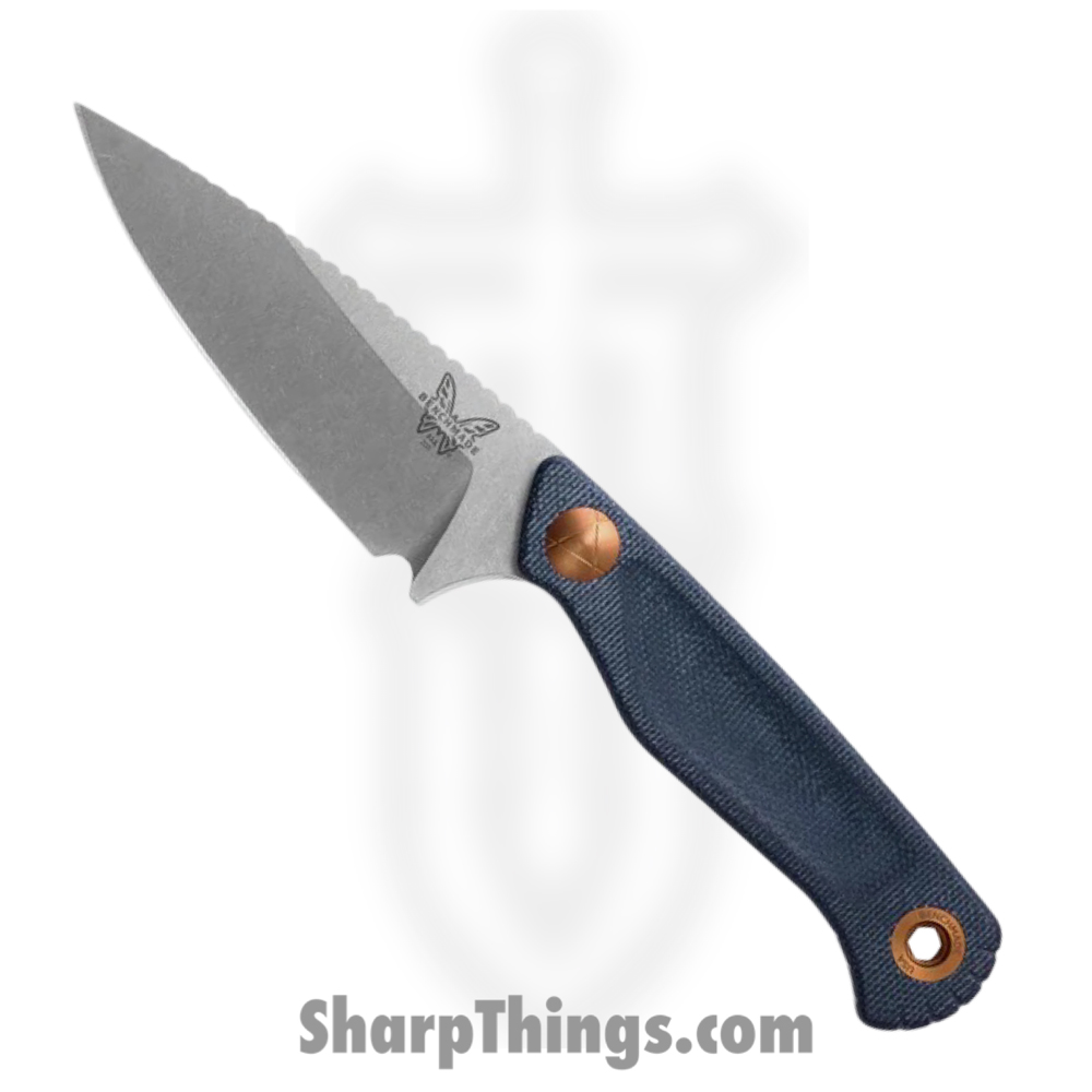 3812af5f-c4d3-4c38-a9f3-2a1dcfa4479c_203-04_1.jpg Benchmade - 203-04 - Dacian - Fixed Blade Knife - CPM MagnaCut Stonewash Spear Point - Micarta - Blue Denim - Image 1