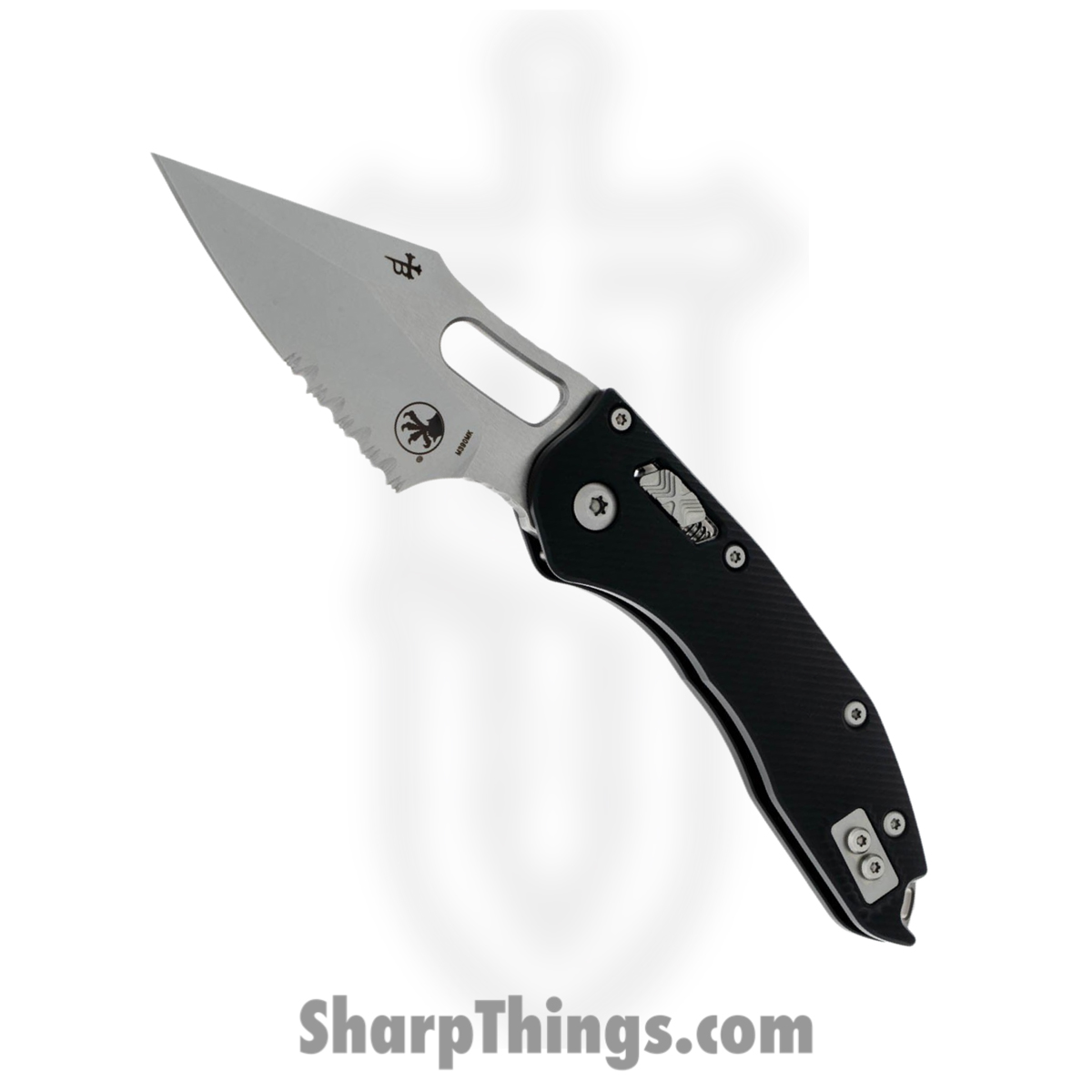 384591a0-4770-42d0-b494-778dde449fed_169RL-11FL_1.jpg Microtech - 169RL-11FL - Stitch RAM-LOK P/S - Folding Knife - M390MK Stonewash Spear Point - Fluted Aluminum - Black - Image 1