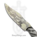 Half Face Blades - HFBCSG10CAM - Crow Scalper - Fixed Blade Knife - S45VN Armor Black Cerakote Drop Point - G10 - Camo