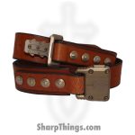 Microtech - APIS BELT 4 - APIS Belt Men's - Titanium Bronze Buckle - Distressed Water Buffalo Leather - Brown