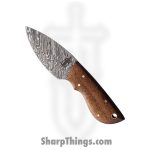 BNB Knives - BNB134647 - Mini Skinner - Fixed Blade Knife - 1095 Damascus Drop Point - Walnut Wood - Brown