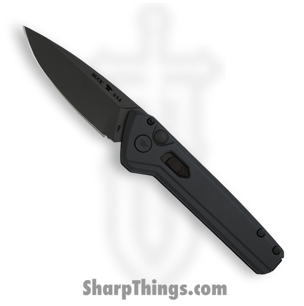 39b0ea7b-1b25-4d6c-87a9-8addd4d814d1_BU838BKS_12.jpg Buck - BU838BKS - Deploy Blackout - Automatic Knife - S35VN Coated Drop Point - Aluminum - Black - Image 1
