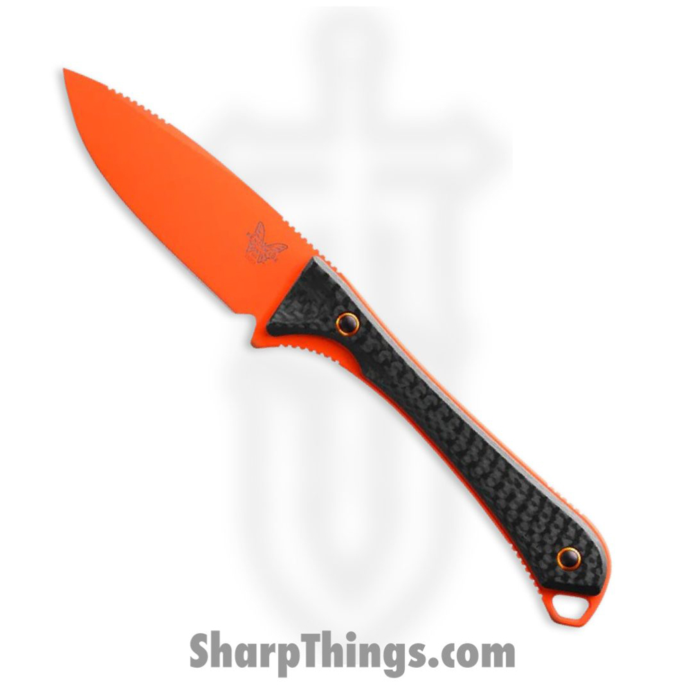 3ad6a774-9302-4820-a5c9-33d7724ee08c_15201OR_1.jpg Benchmade - 15201OR - Altitude - Fixed Blade Knife - CPM S90V Coated Drop Point - Carbon Fiber - Black Orange - Image 1
