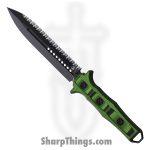 Heretic Knives - H003-8C-GRNBLK - Nephilim - Fixed Blade Knife - ELMAX Coated Dagger - G10 - Green Black