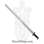 PTC - ICS-606 - Viking Battle Ready Sword and Scabbard Set - Fixed Blade Knife - Carbon Steel Polished - Leather Wrapped - Black Gold