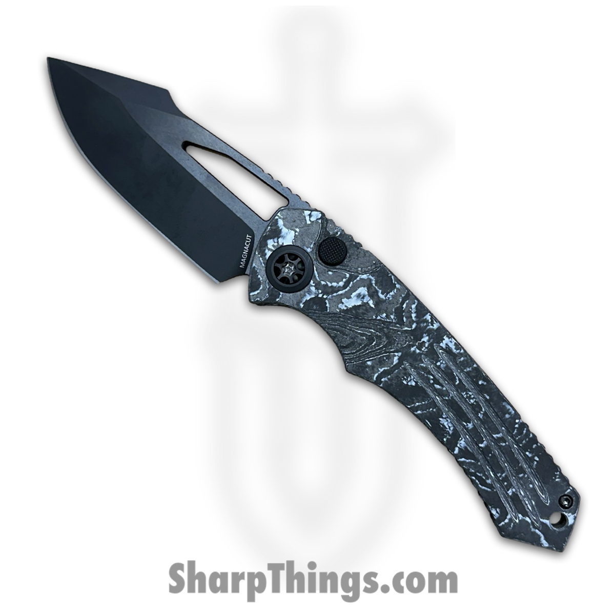 3b3cf461-07d4-488c-af90-40835910baba_h046-6a-wt_1.jpg Heretic Knives - H046-6A-WT/CC - Pariah - Folding Knife - MagnaCut DLC Drop Point - Carbon Fiber - Black White - Image 1