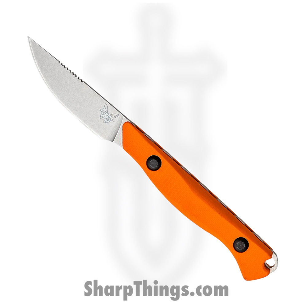 3c30e800-83b9-40e3-a018-ba1aa8a005fc_15700_1.jpg Benchmade - 15700 - Flyway - Fixed Blade Knife - CPM 154 Satin Straight Back - G10 - Orange - Image 1